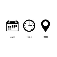 date time place event planning schedule icons