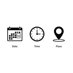 date time place location event planning icons set