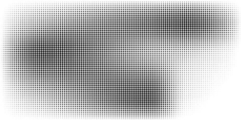 Retro halftone vector background with grunge effect. Black dots and distressed design layout. High contrast abstract texture overlay.