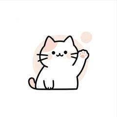 Adorable cartoon cat waves hello, a cute pet illustration perfect for children's books, greeting cards, and cheerful designs, crafted from scalable vector graphics