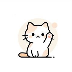 Cute cartoon kitten waving hello, a friendly feline character for greeting cards or playful designs, created from scalable vector graphics