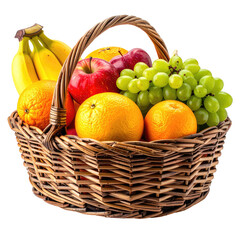 Basket full of colorful, fresh, healthy fruits, nutritious and sweet