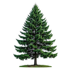 Evergreen tree with a triangular shape against a black background