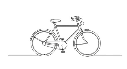 Classic bicycle drawn with one continuous line showcasing minimalist design elements and vintage