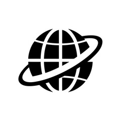 Globe with orbital ring illustration on transparent background silhouette