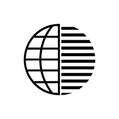 Globe divided with lines and grid on transparent background silhouette