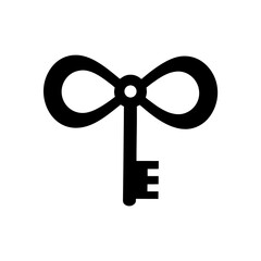 Silhouette of a key with bow detail on transparent background