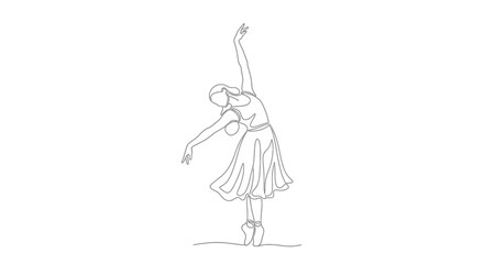 Elegant continuous line drawing of a ballerina in graceful pose capturing fluidity and movement