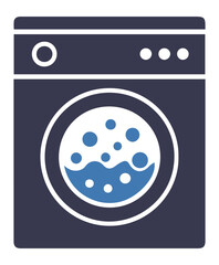 Washing Machine Icon with Bubbles