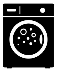 Washing Machine Icon with Bubbles