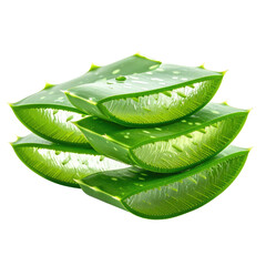Stack of fresh, sliced aloe vera plant leaves