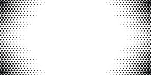 Black and White Halftone Dot Pattern Gradient Border Transitioning to White Center for Comic Book Style Vignette and Overlay Effect