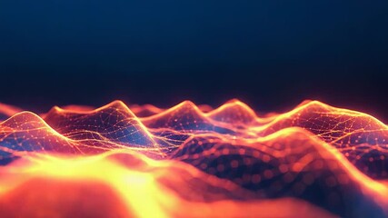 Digital network waves forming abstract glowing data landscape - Powered by Adobe