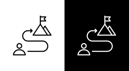 Goal Journey White Icon Set Design