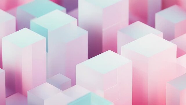 Abstract pastel geometric blocks forming surreal city landscape