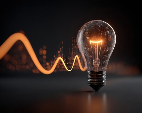 Glowing Bulb with Data Wave