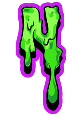 “Zombie Dripping Alphabet PNG Set, Green Slime Horror Letters A-Z, Halloween Creepy Font, Dripping Zombie Number Set 0-9, Spooky Graphic Elements, Cartoon Slime Style, 117 PNG Files for Designs”