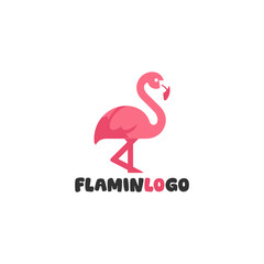 Pink flamingo logo a bird of beauty