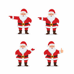Set of Cartoon Santa Claus Characters with Various Poses and Gestures on Transparent Background.
