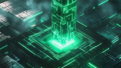 Digital data processing in futuristic circuit network - Powered by Adobe