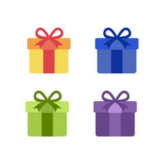 Colorful Flat Design Gift Box Celebration Set of Four Different Colors
