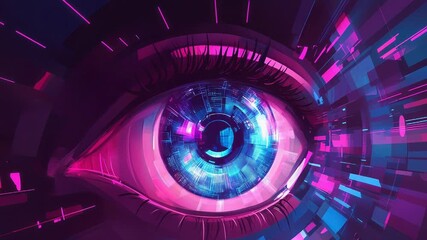 Cybernetic eye perceiving digital data and futuristic vision - Powered by Adobe