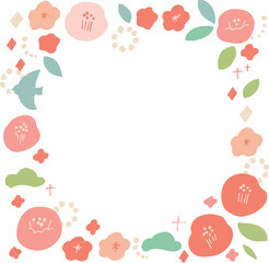 お正月素材。年賀状用の椿と桜のかわいいフレーム。和風花柄素材。
New Year's material. A cute frame of camellia and cherry blossoms for New Year's cards. Japanese-style floral material.