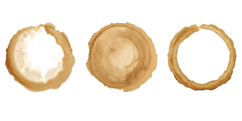 coffee-stained paper ring set on transparent background