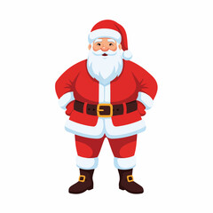 Fototapeta premium Cartoon Santa Claus Character Standing with Hands on Hips and Transparent Background