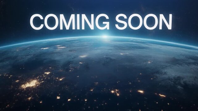 Earth at Night with Coming Soon Text in Space Video