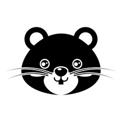 Cute Animal Head Silhouette Icon