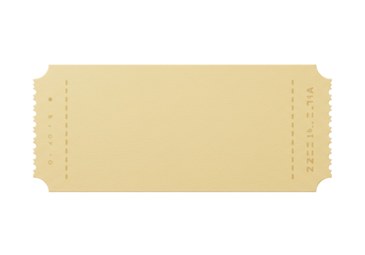 Isolated blank vintage style ticket with perforated edges for event admission or raffle entry a classic retro design