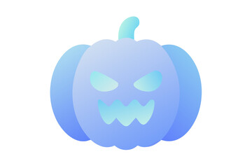 Ghostly Blue Gradient Halloween Pumpkin Jack-O’-Lantern Illustration