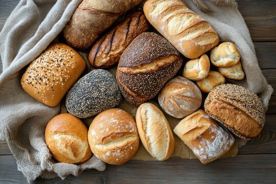 A variety of artisanal breads and pastries, showcasing the diversity of culinary traditions and cultural influences.