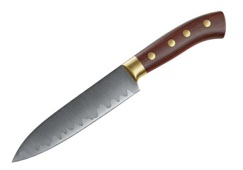 Chef s Knife PNG with Wooden Handle Isolated on Transparent Background Professional Kitchen Utensil Sharp Blade