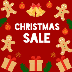 christmas sale red banner design vector illustration
