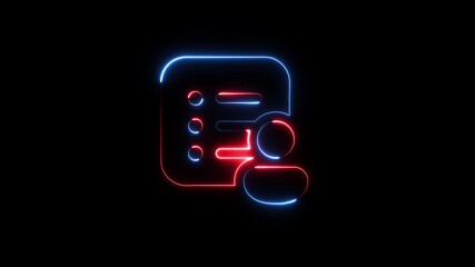 Neon list icon with user profile symbol glowing red and blue on black background abstract technology concept digital - Powered by Adobe
