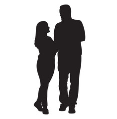 Couple Silhouette on White Background, Vector Illustration.