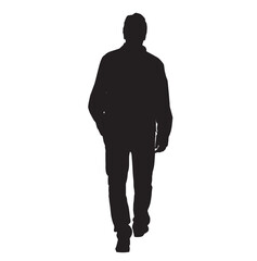 Walking Man Silhouette, Full Body, Isolated on White Background.