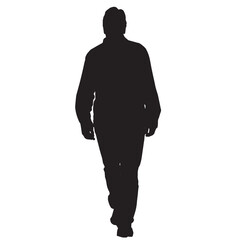 Walking Man Silhouette, Isolated on White Background, Vector Illustration