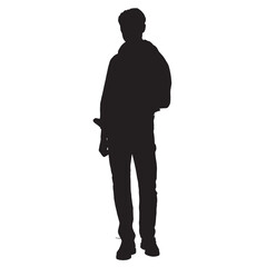 Man Silhouette Standing, Isolated on White vector illustration