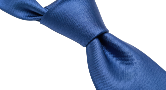 Close up of a dark blue shimmering textured necktie tied in a Windsor knot isolated on a transparent background studio shot - Powered by Adobe