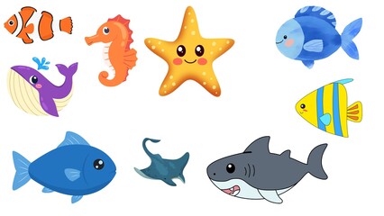 Colorful 4K Vector Illustration of Animals and Fishes with Nature Wildlife Theme and Creative Design