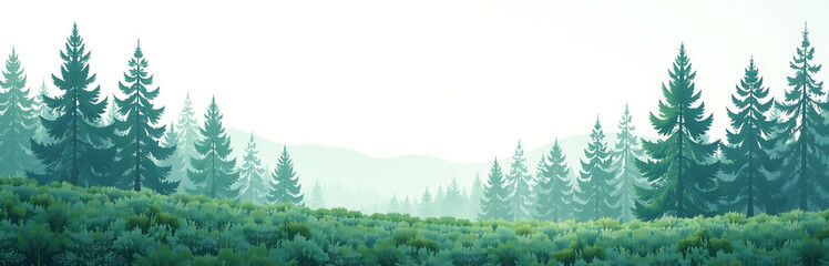 Obraz premium minimalist winter forest scene unfolds blanket vibrant foliage set brilliant white sky soft diffused