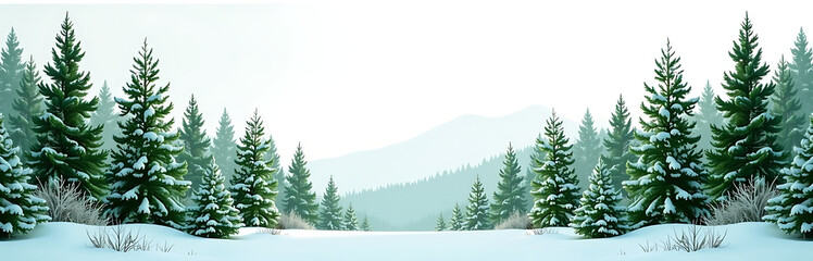 Obraz premium minimalist winter forest scene unfolds blanket vibrant foliage set brilliant white sky soft diffused