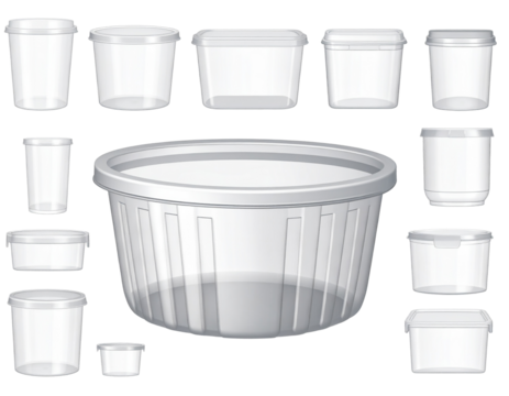 set of plastic containers on transparent. Illustration. png.