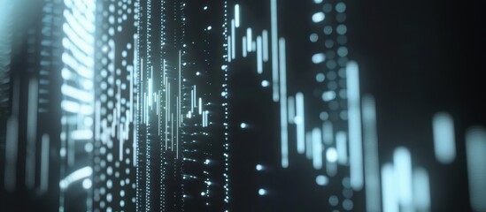 Abstract digital data visualization with glowing lines and dots. The scene represents technology, data analysis, and modern design.