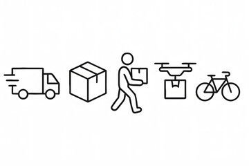 Delivering Services: This illustration highlights various methods of moving or transporting. It symbolizes the convenience and efficiency of modern distribution and logistical solutions