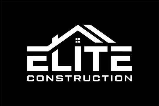 Elite Construction company logo with a house roof design.
