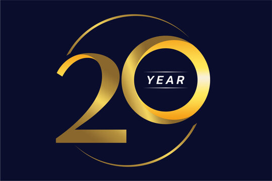 Golden 20 Year Anniversary Celebration Emblem.
